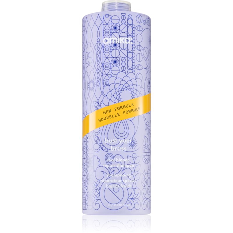 Amika Bust Your Brass Cool Blonde Purple Toning Shampoo For Blonde And Grey Hair 1000 Ml