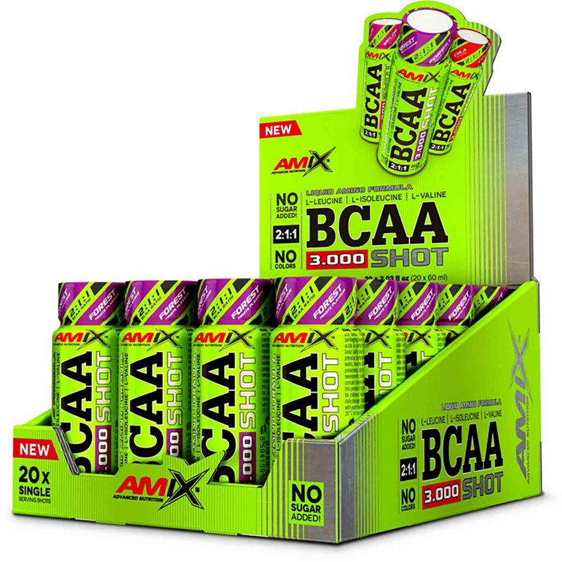 Amix BCAA 3000 Shot regenerace a růst svalů příchuť Forest Fruits 20x60 ml