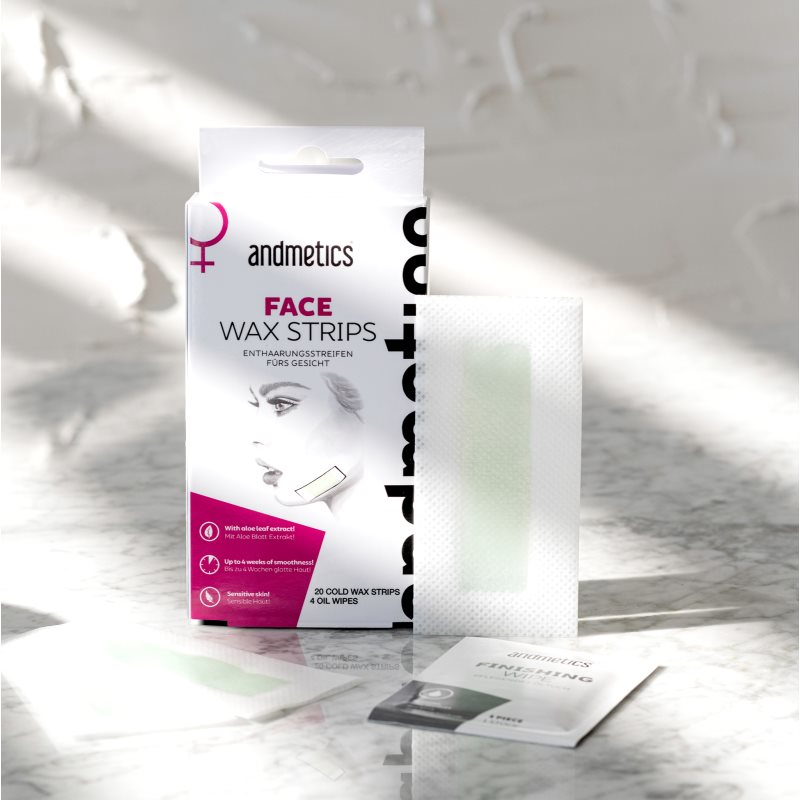 Andmetics Wax Strips Face Bandes De Cire Pour épilation Visage 20 Pcs