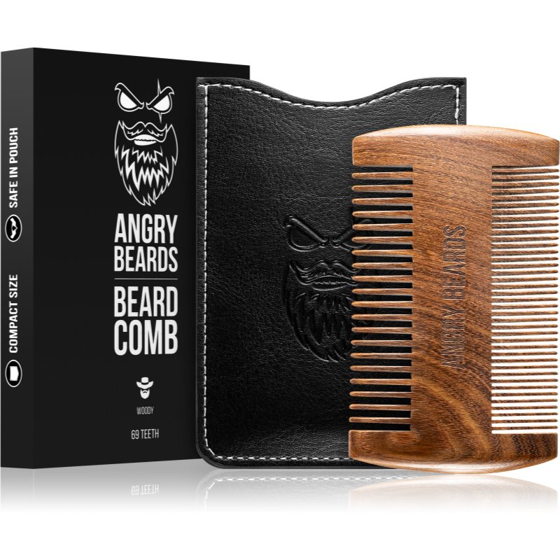 Angry Beards Beard Comb 69 Teeth Wooden Beard Comb Double-ended 1 Pc