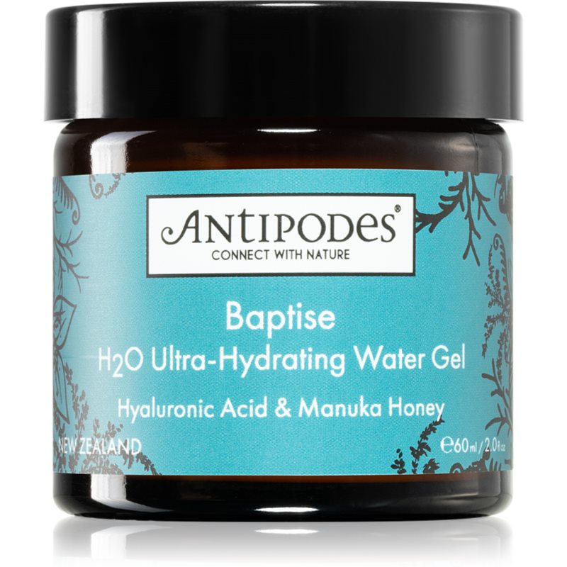 Antipodes Baptise H₂O Ultra-Hydrating Water Gel lengvos tekstūros drėkinamasis gelinis kremas veidui 60 ml