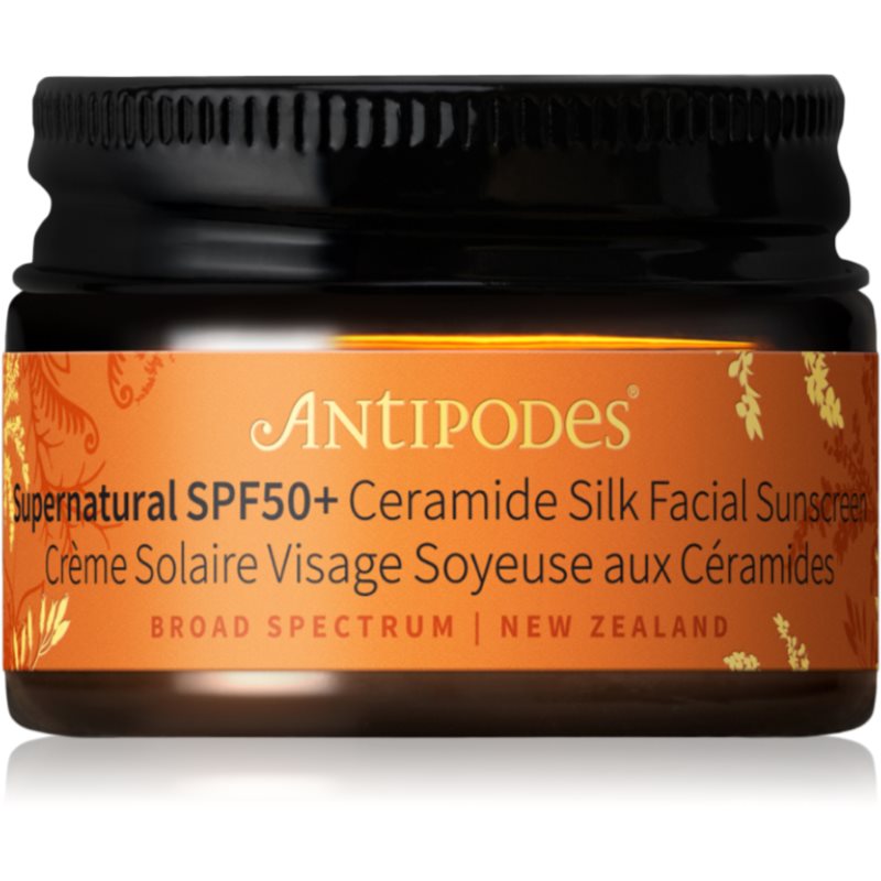 Antipodes Antipodes Supernatural SPF50+ Ceramide Silk Facial Sunscreen προστατευτική κρέμα προσώπου με κηραμίδια SPF 50+ 15 ml