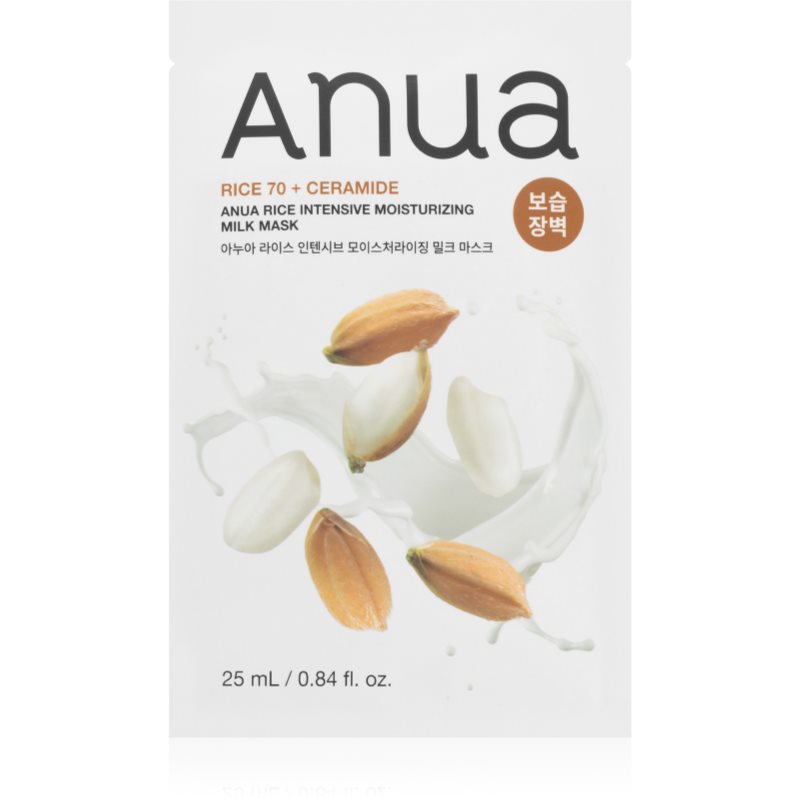 Anua Rice Intensive Moisturizing Milk Mask Nourishing Sheet Mask For Radiance And Hydration 25 Ml
