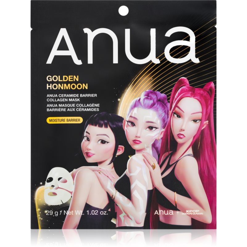 Anua K-Pop Demon Hunters Ceramide Barrier Collagen Mask vyhladzujúca plátenná maska s gélovou textúrou 29 g