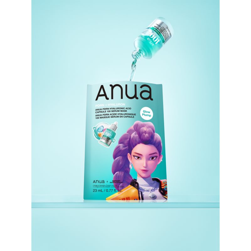 Anua K-Pop Demon Hunters PDRN + Hyaluronic Acid Capsule 100 Serum Mask hydratačná plátienková maska pre rozjasnenie a vyhladenie pleti 23 ml (obrázok 3)