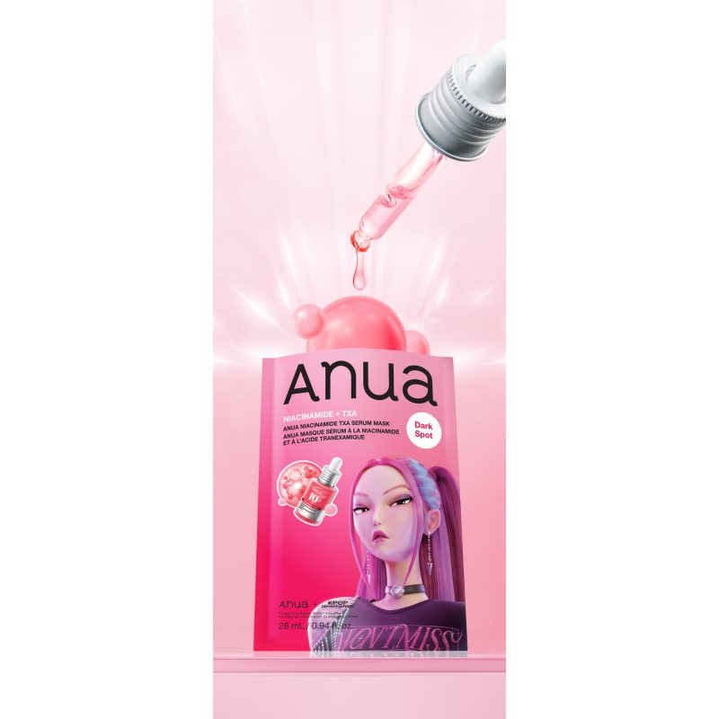 Anua K-Pop Demon Hunters Niacinamide TXA Serum Mask rozjasňujúca plátienková maska s hydratačným účinkom 28 ml (obrázok 3)