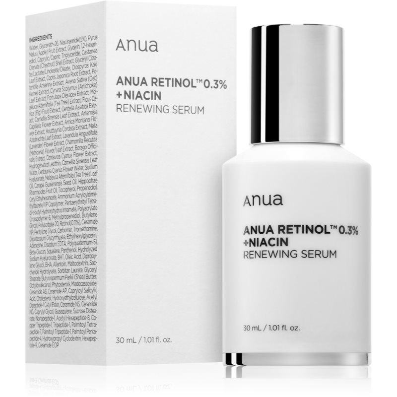 Anua Retinol 0.3% + Niacin Renewing Serum Erneuerndes Serum für die Nacht verfeinert Poren und Falten 30 ml