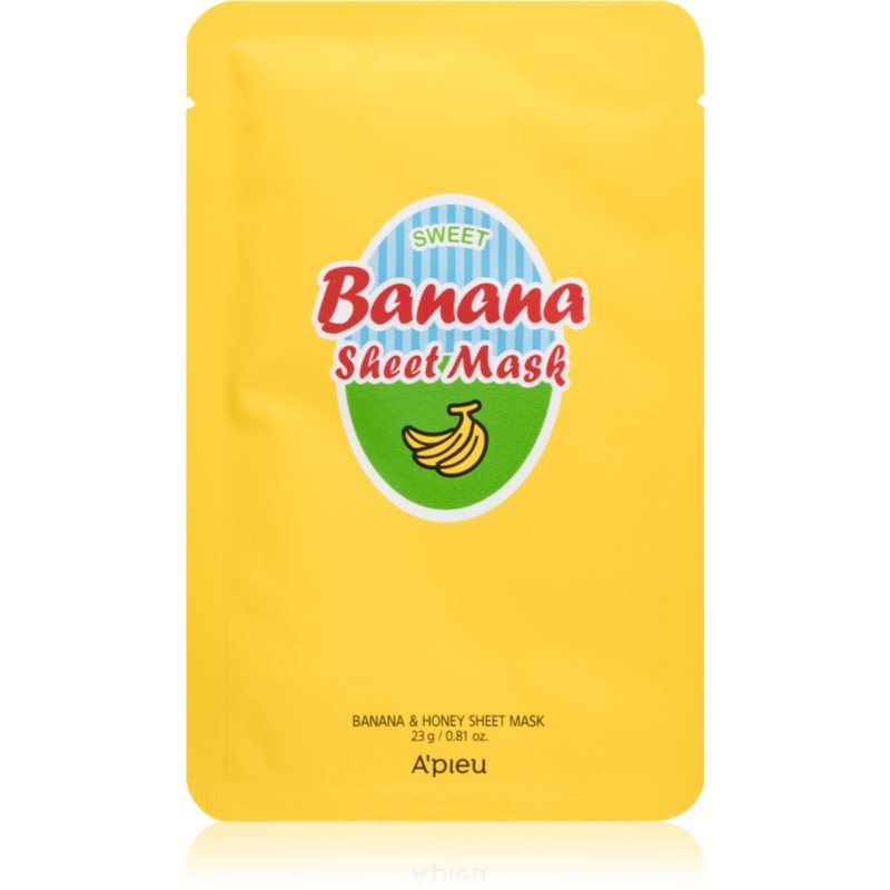 A’pieu Banana vyživující plátýnková maska pro rozjasnění a vyhlazení pleti 23 g