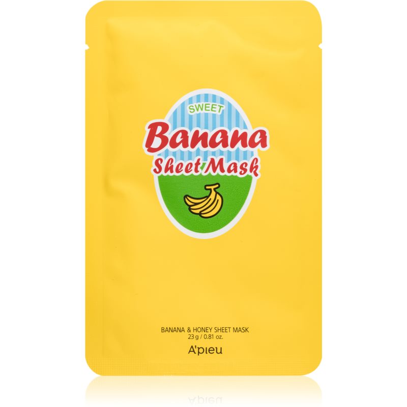 A’pieu Banana поживна косметична марлева маска для розгладження та роз'яснення шкіри 23 гр