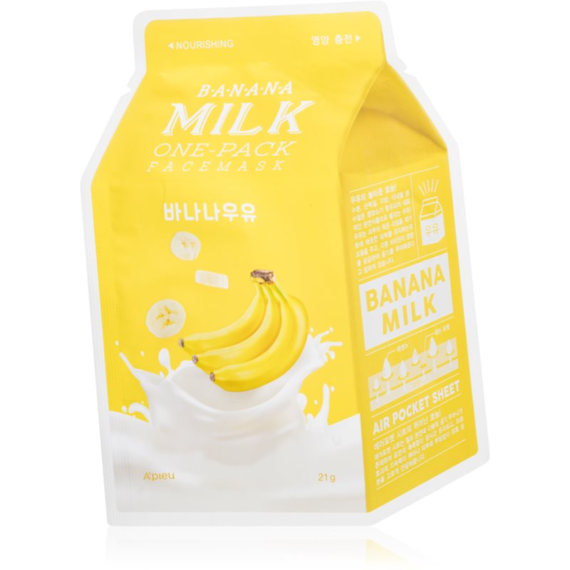 A´pieu One-Pack Milk Mask Banana maitinamoji tekstilinė veido kaukė 21 ml