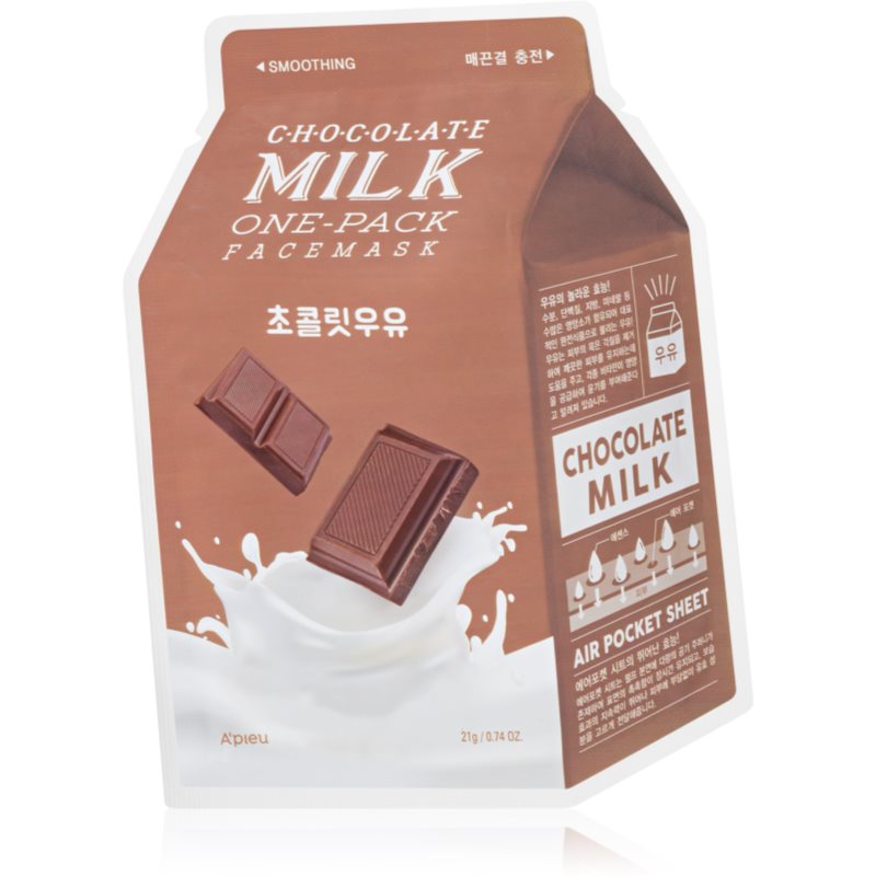 A´pieu One-Pack Milk Mask Chocolate maitinamoji tekstilinė veido kaukė 21 g