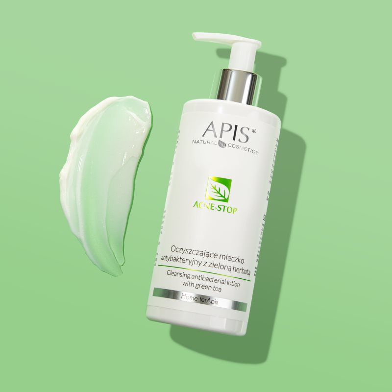 Apis Natural Cosmetics Acne-Stop Home TerApis очищаюче молочко для зняття макіяжу с зеленим чаєм 500 мл