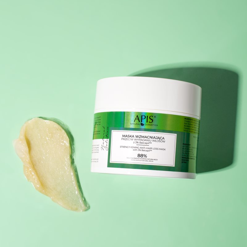 Apis Natural Cosmetics Natural Solution 3% Baicapil stärkende Maske für schwaches Haar mit Neigung zum Haarausfall 200 m...