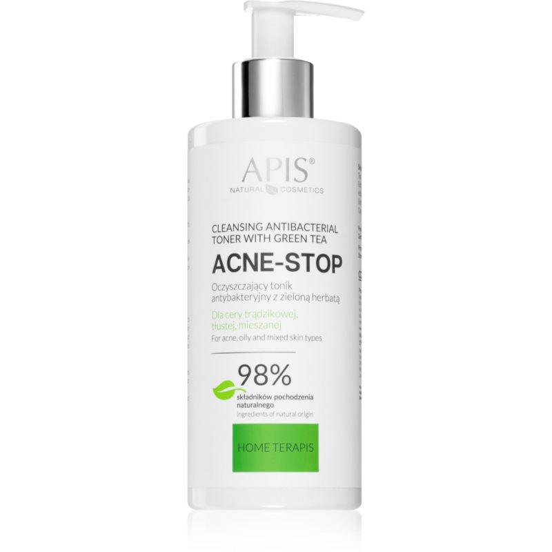 Apis Natural Cosmetics Acne-Stop Home TerApis заспокійливий очищаючий тонік для жирної та проблемної шкіри 300 мл