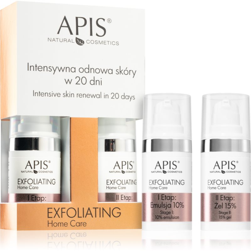 Apis Natural Cosmetics Exfoliation Home Care set for intensive restoration and skin stretching 2x15 