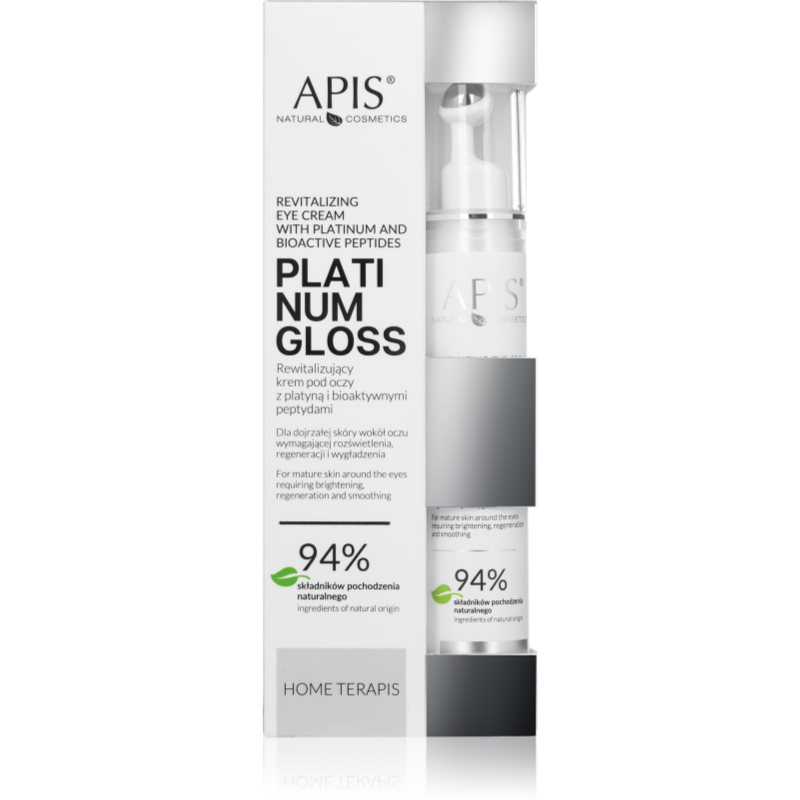 Apis Natural Cosmetics Platinum Gloss відновлюючий крем для шкіри навколо очей проти набряків та темних кіл 10 мл