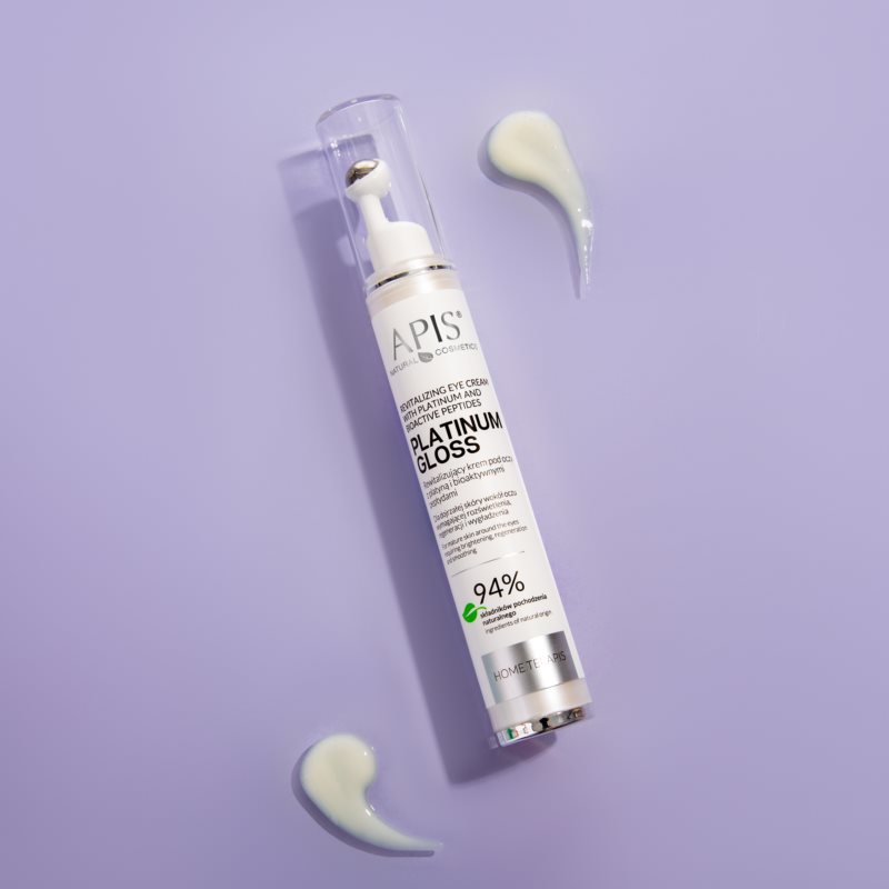 Apis Natural Cosmetics Platinum Gloss Revitalising Eye Cream To Treat Swelling And Dark Circles 10 Ml