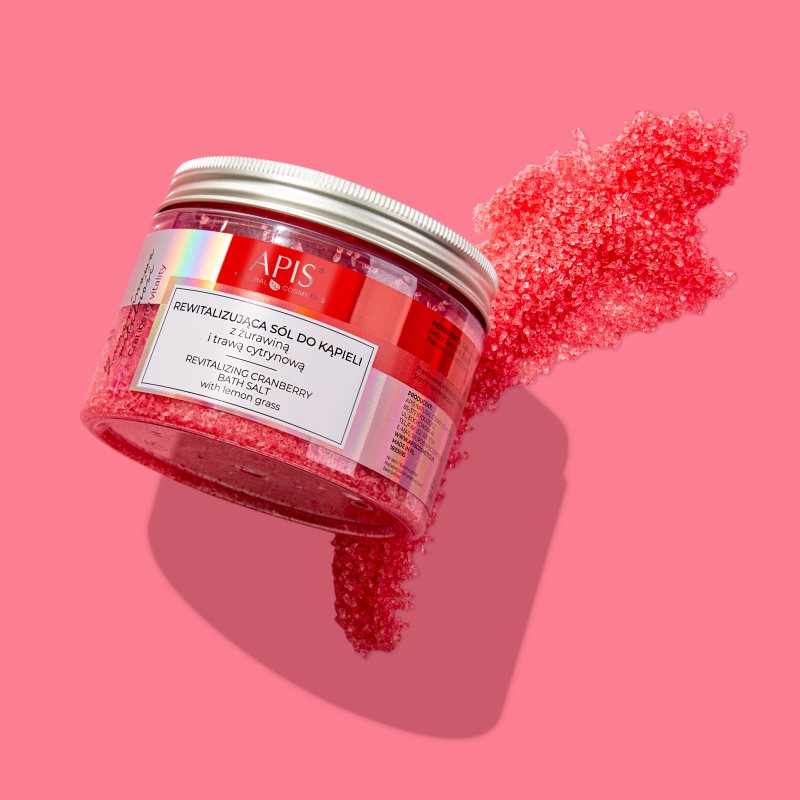 Apis Natural Cosmetics Cranberry Vitality розслаблююча сіль для ванни з мінералами Мертвого моря 650 гр