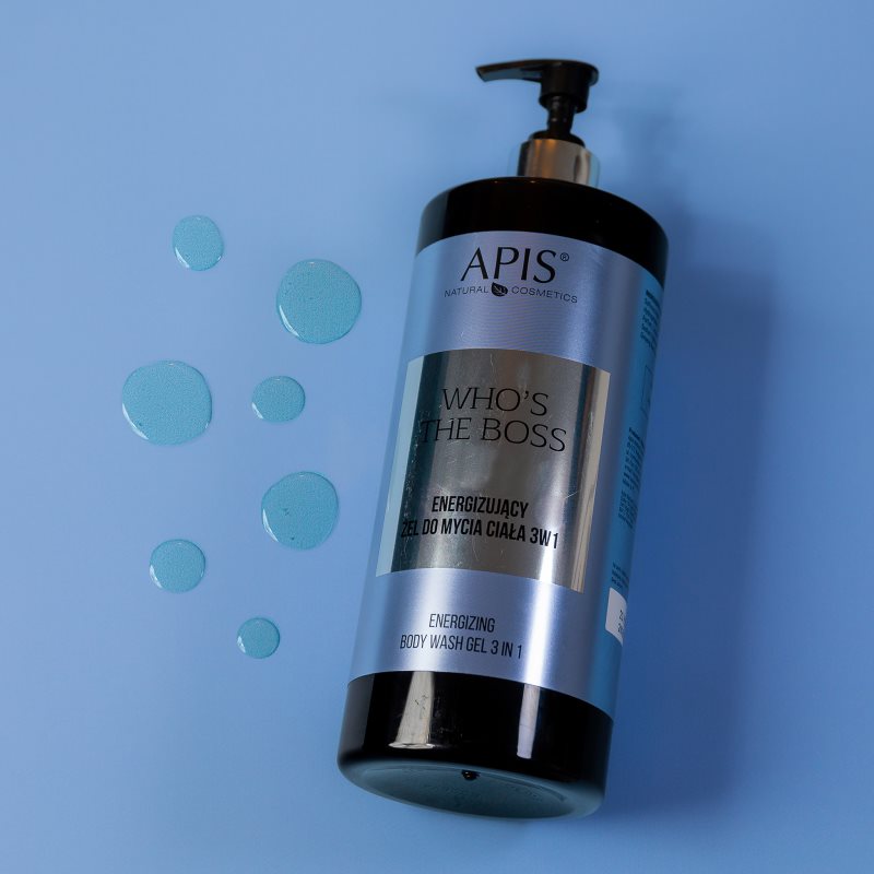 Apis Natural Cosmetics Who's The Boss Gel Douche Booster D’énergie   3 En 1 Pour Homme 1000 Ml