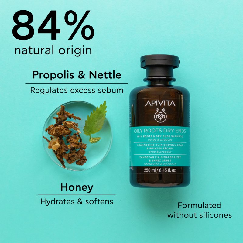 Apivita Oily Roots & Dry Ends Shampoo šampon pro mastnou vlasovou pokožku a suché konečky 250 ml
