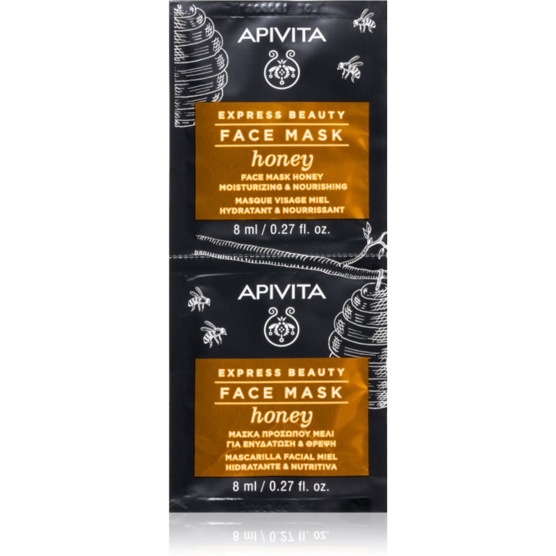 Apivita Express Beauty Honey hidratáló és tápláló maszk az arcra 2 x 8 ml