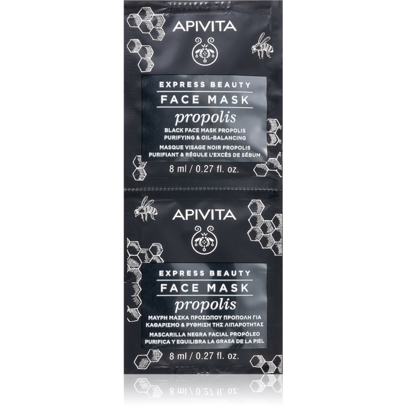 Apivita Express Beauty Propolis tisztító fekete maszk zsíros bőrre 2 x 8 ml