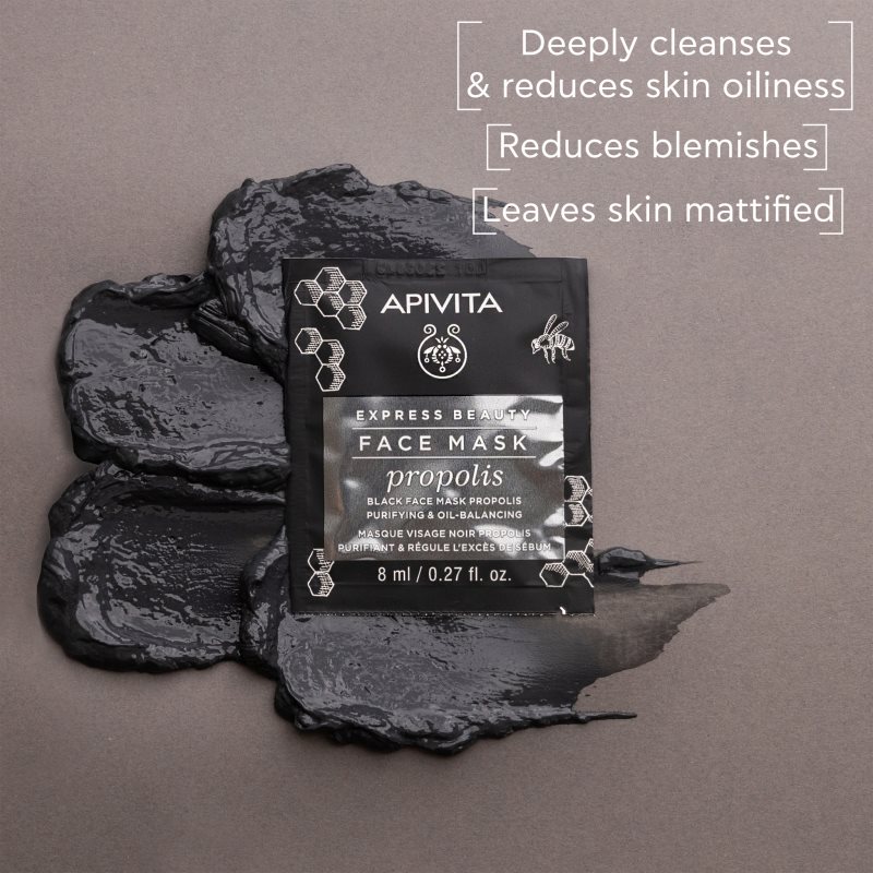 Apivita Express Beauty Purifying Face Mask Propolis maschera nera purificante per pelli grasse 2x8 ml
