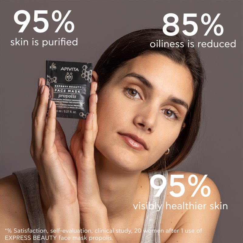 Apivita Express Beauty Purifying Face Mask Propolis maschera nera purificante per pelli grasse 2x8 ml