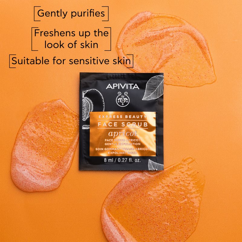 Apivita Express Beauty Gentle Face Scrub Apricot делікатний очищуючий пілінг для обличчя 2 X 8 мл