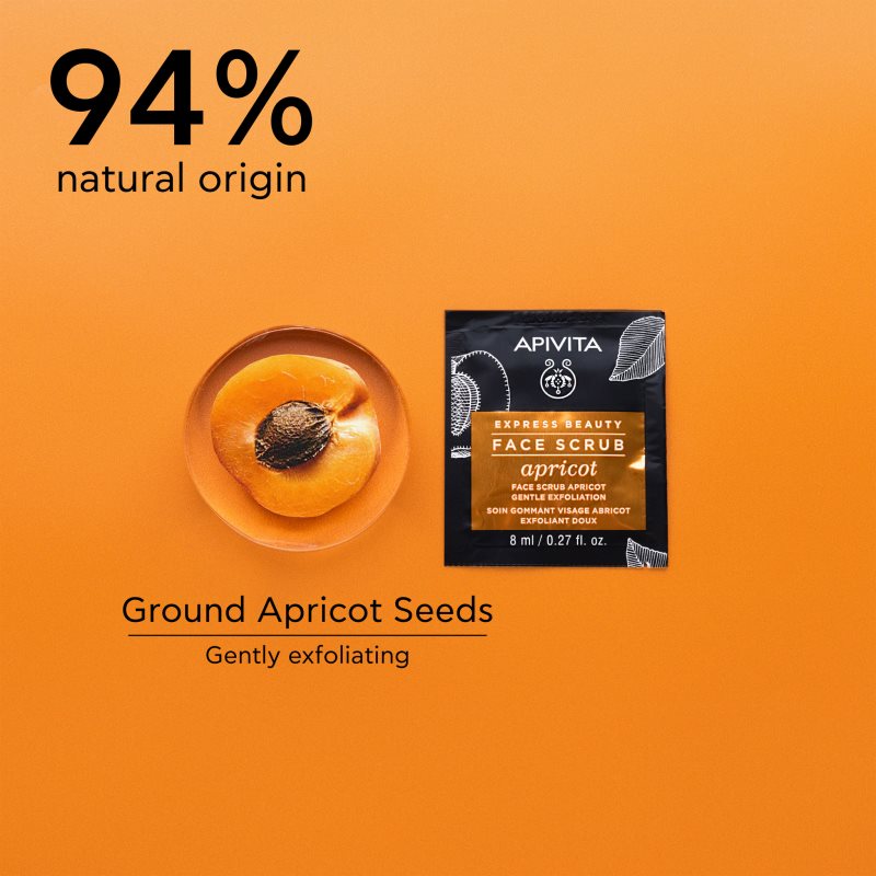 Apivita Express Beauty Gentle Face Scrub Apricot делікатний очищуючий пілінг для обличчя 2 X 8 мл