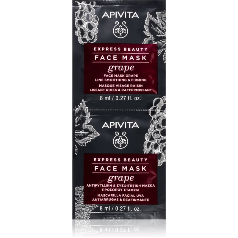 Apivita Express Beauty Grape зміцнююча маска дляобличчя проти зморшок 2 X 8 мл
