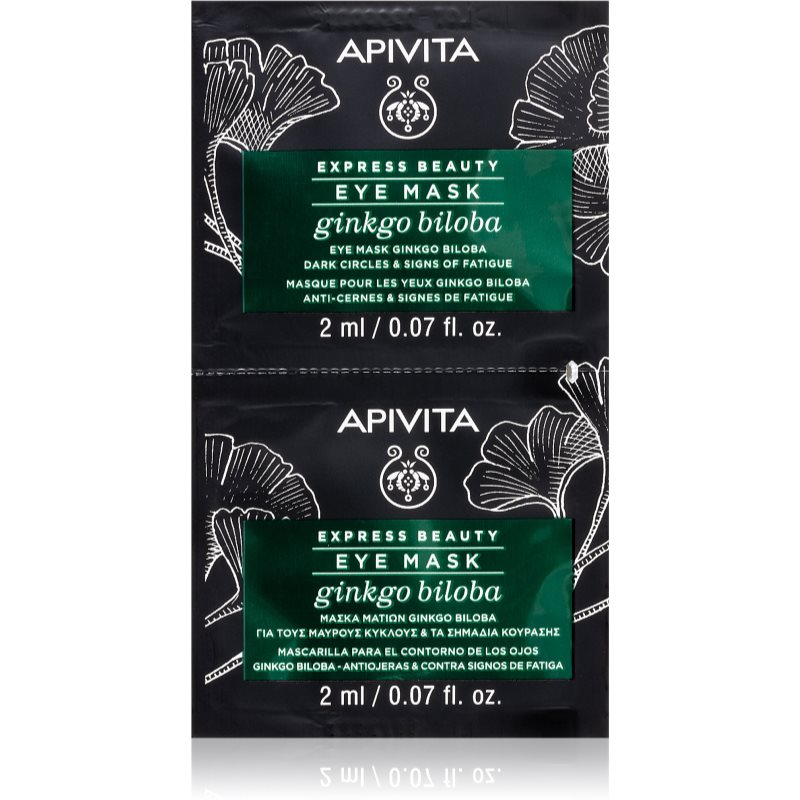 Apivita Express Beauty Ginkgo Biloba szem maszk a duzzanatokra és a sötét karikákra 2 x 2 ml