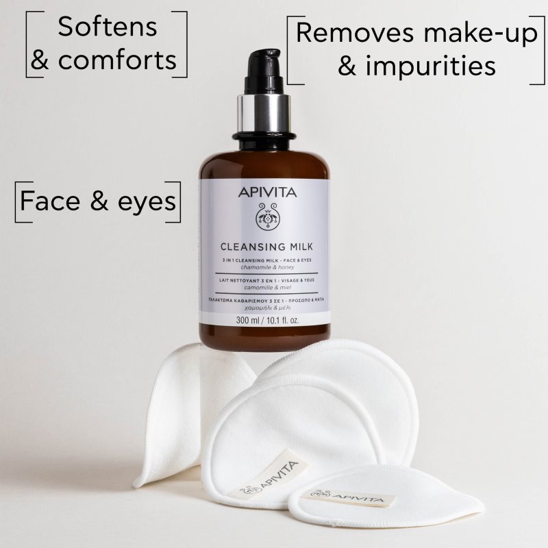 Apivita Cleansing Milk Face & Eyes Lait Nettoyant 3 En 1 Visage Et Yeux 300 Ml