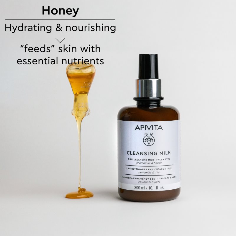 Apivita Cleansing Milk Face & Eyes Lait Nettoyant 3 En 1 Visage Et Yeux 300 Ml