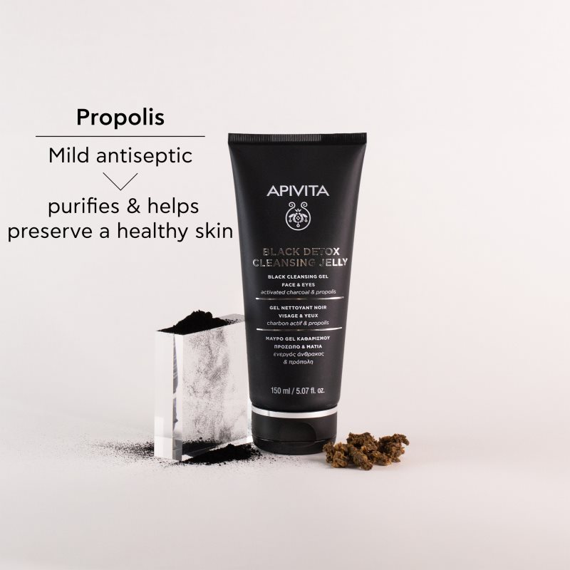Apivita Cleansing Propolis & Activated Carbon Cleansing Gel With Activated Charcoal For Face And Eyes 150 Ml