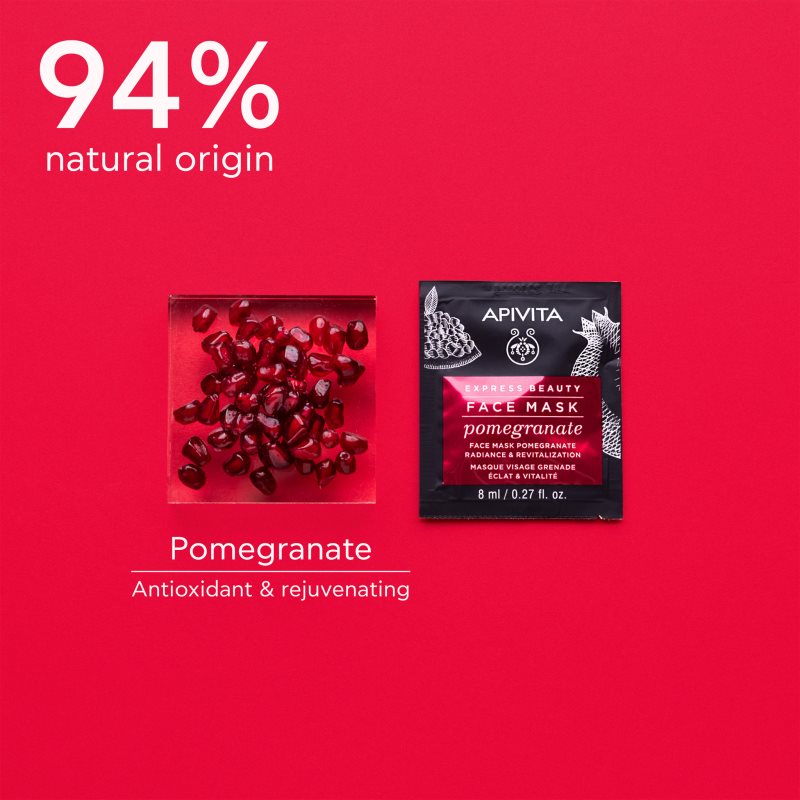 Apivita Express Beauty Revitalizing Face Mask Pomegranate відновлююча та освітлююча маска для шкіри обличчя 2 X 8 мл