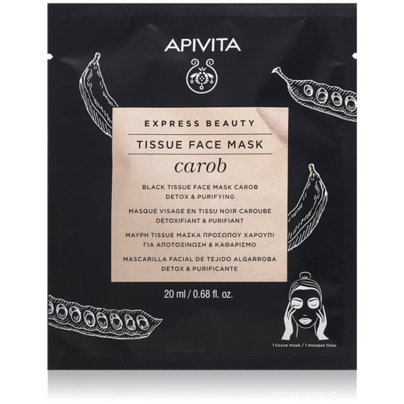 Apivita Express Beauty Carob plátenná maska s detoxikačným účinkom