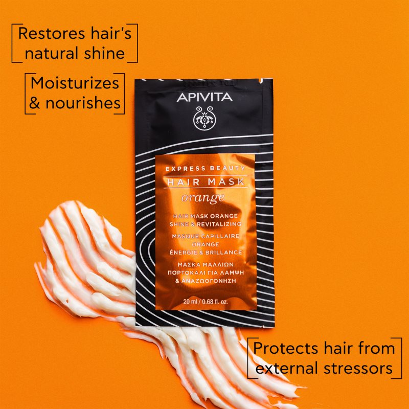Apivita Express Beauty Hair mask Shine Orange mascarilla revitalizante para el cabello 20 ml