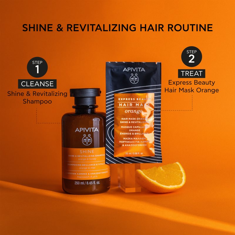 Apivita Express Beauty Hair mask Shine Orange mascarilla revitalizante para el cabello 20 ml