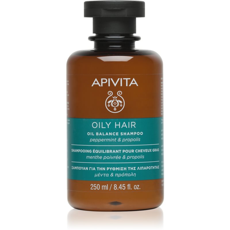 Apivita Hair Care Oily Hair глибоко очищуючий шампунь для жирної шкіри голови для зміцнення та блиску волосся 250 мл