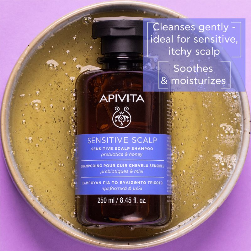 Apivita Sensitive Scalp Shampoo champú para el cuero cabelludo sensible e irritado sin sulfatos 250 ml
