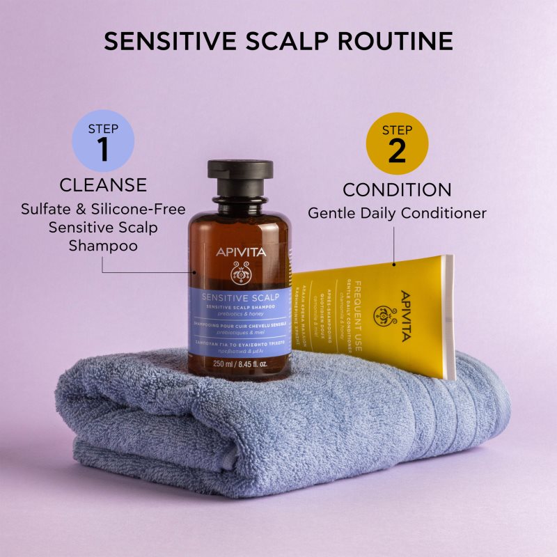 Apivita Sensitive Scalp Shampoo champú para el cuero cabelludo sensible e irritado sin sulfatos 250 ml
