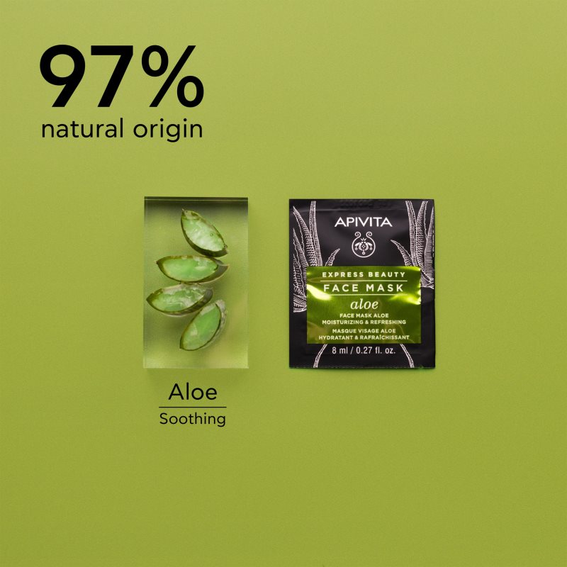 Apivita Express Beauty Moisturizing Face Mask Aloe освіжаюча зволожуюча маска для обличчя 2x8 мл