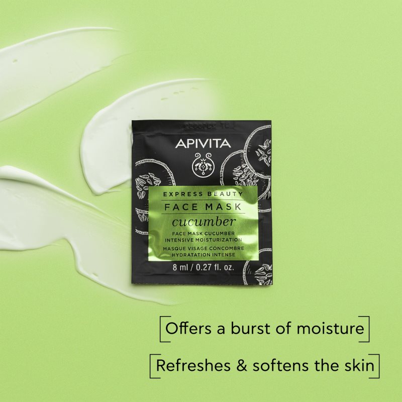 Apivita Express Beauty Moisturizing Face Mask Cucumber intensely moisturising face mask 2x8 ml