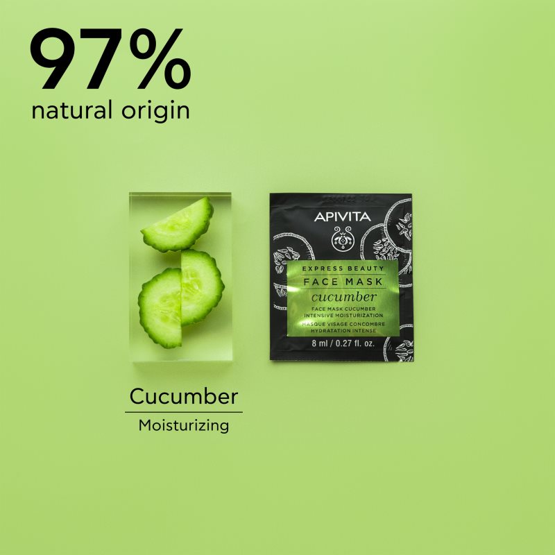 Apivita Express Beauty Moisturizing Face Mask Cucumber intensely moisturising face mask 2x8 ml