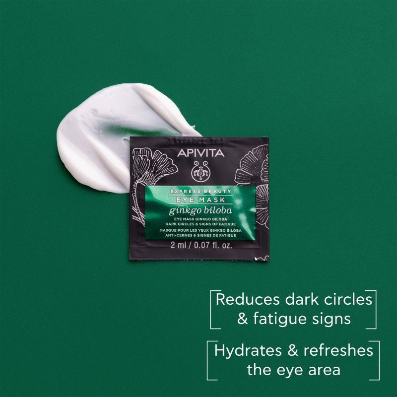 Apivita Express Beauty Eye Mask Gingko Biloba Eye Mask To Treat Swelling And Dark Circles 2 X 2 Ml