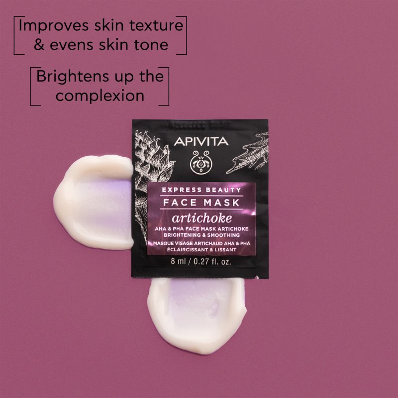 Apivita Express Beauty Brightening Face Mask Artichoke Intense Hydrating Mask With AHAs 2x8 Ml