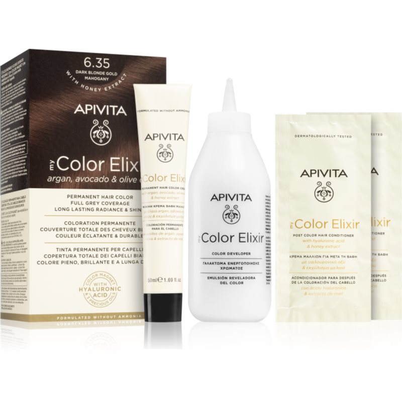 Apivita My Color Elixir фарба для волосся без аміаку відтінок 6.35 Dark Blonde Gold Mahogany