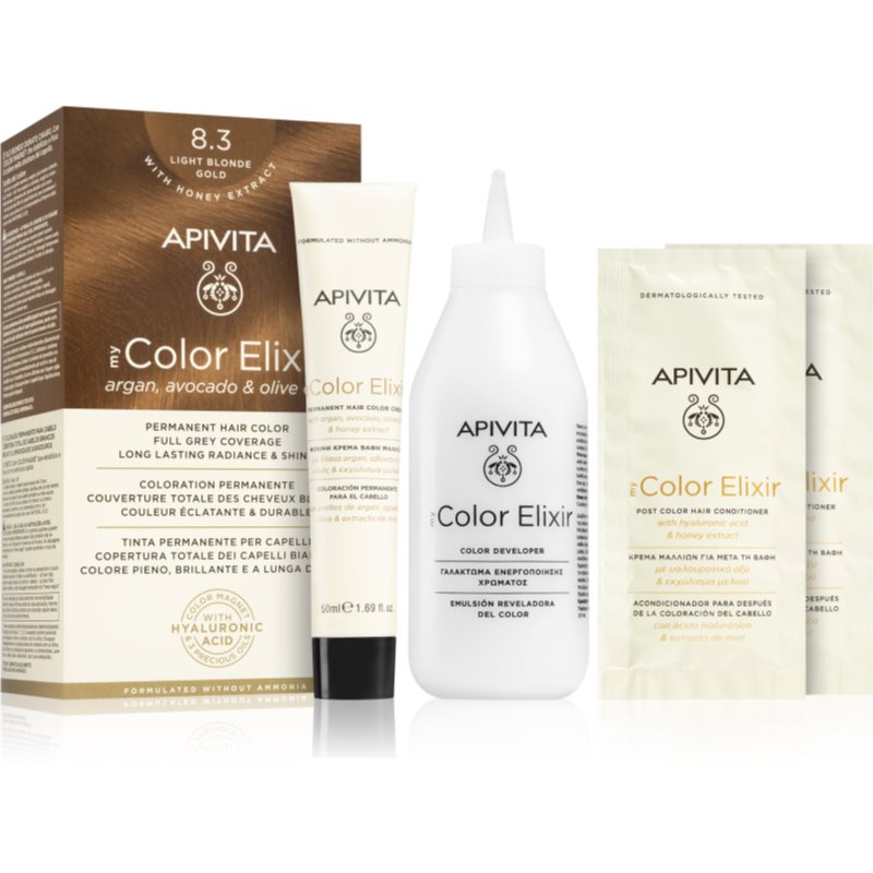 Apivita My Color Elixir hair colour ammonia-free shade 8.3 Light Blonde Gold
