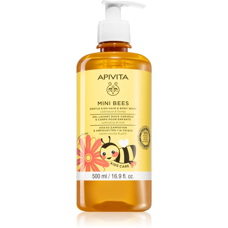 Apivita Kids Mini Bees мийний гель для тіла й волосся 500 мл